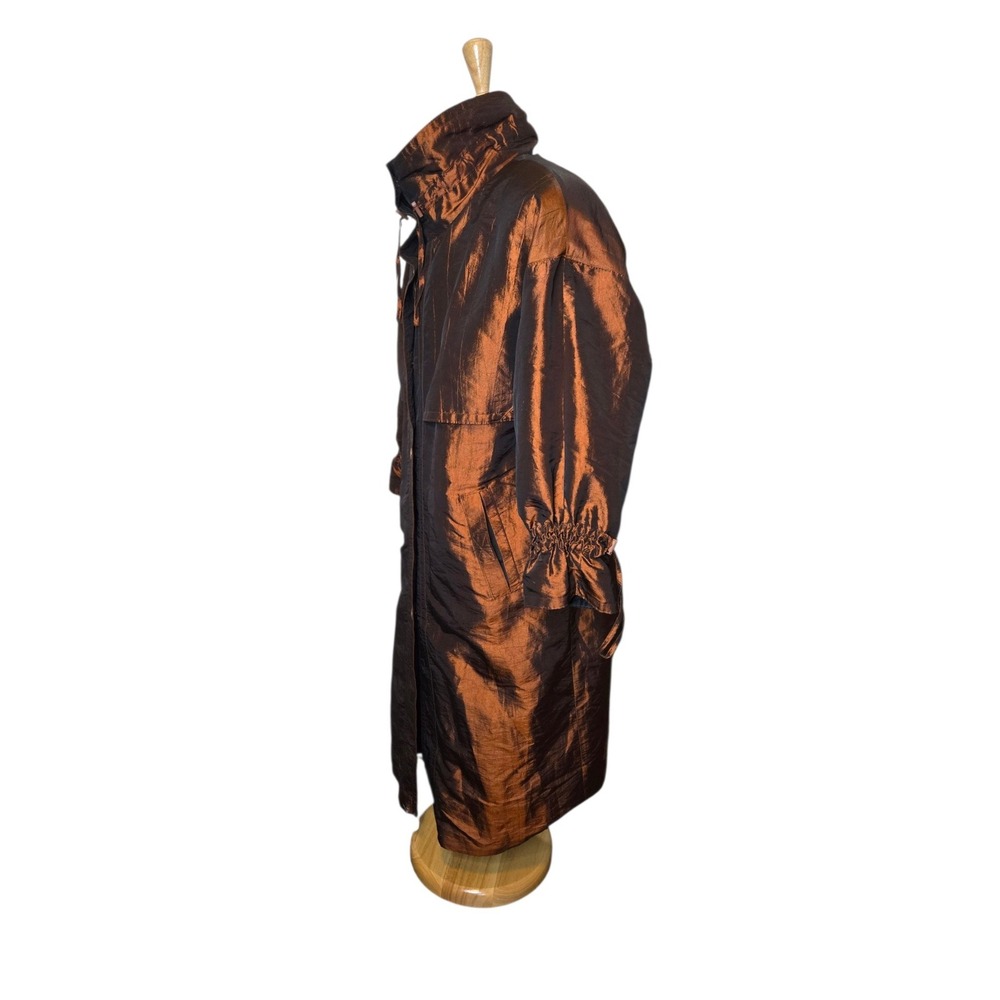 Vintage Bronze Iridescent Long Insulated Coat Size 10 Zip Snap Front Art Wear - Picture 4 of 8